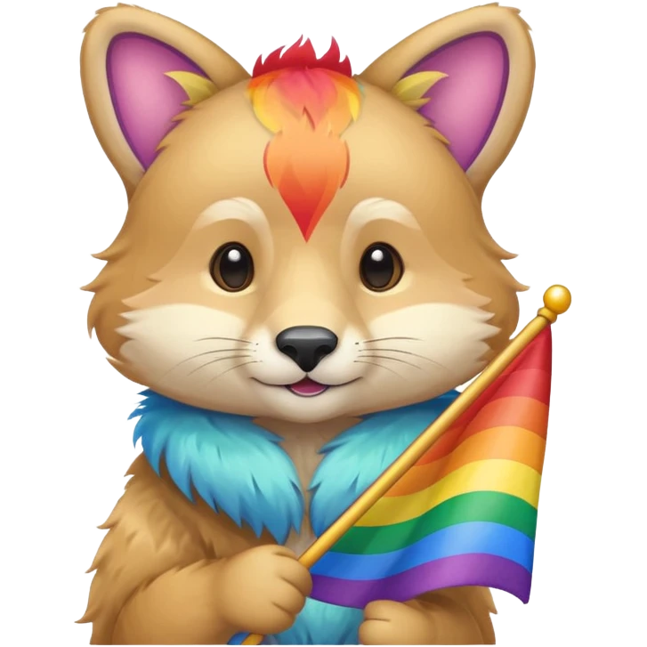 Rainbow flag hold by a animal emoji