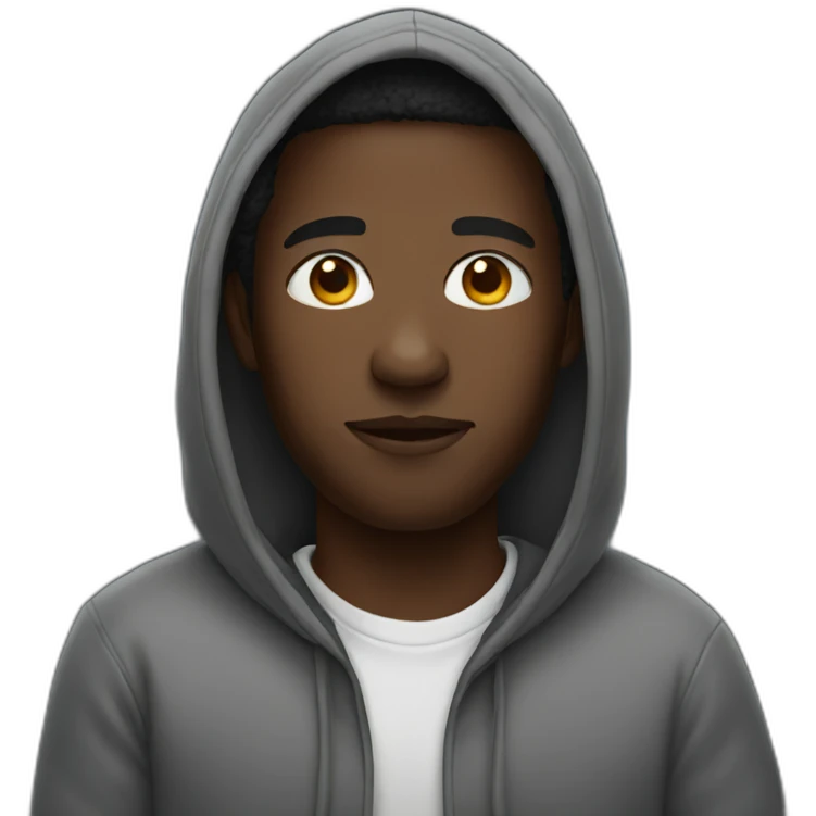 Black man wearing a hoodie emoji