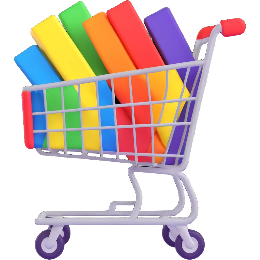 shopping cart in pride colors emoji