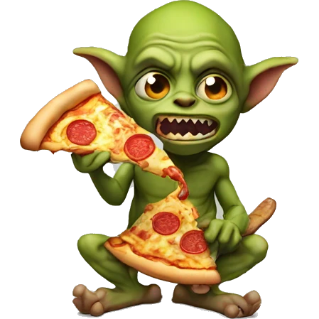 Goblin eating a pizza emoji