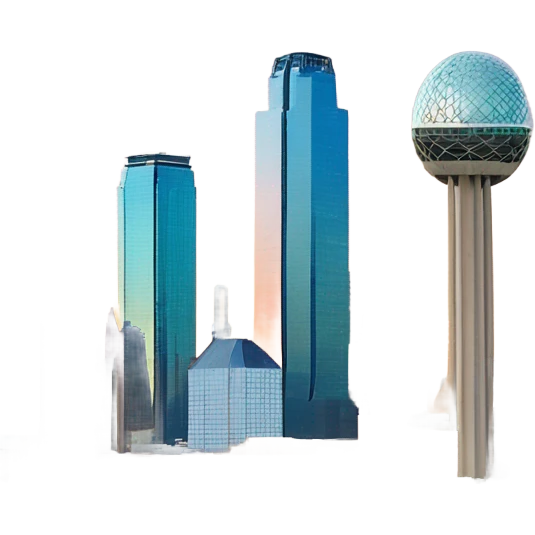 Downtown Dallas Texas with reunion tower and other iconic buildings from Dallas Texas  emoji