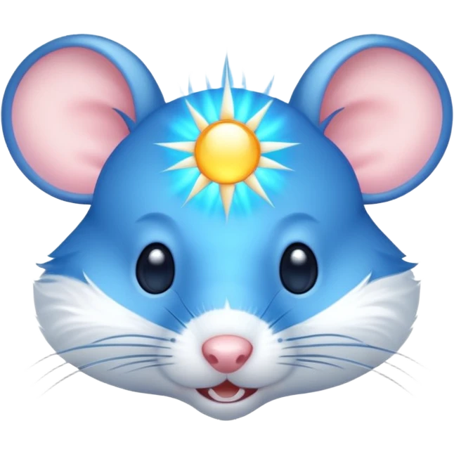 A mouse face with blue sun rays like a sun  emoji