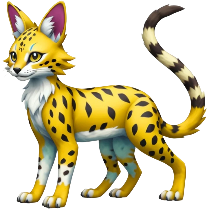 Colorful Bobcat-Sergal-Serval-Genet-Pokémon-Digimon-Fakémon-fusion-hybrid-creature emoji