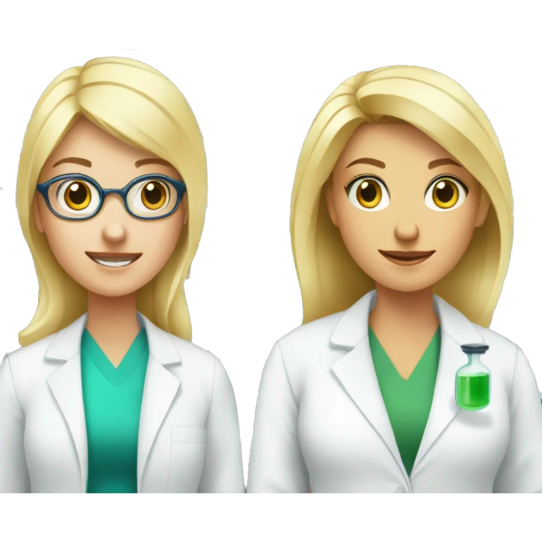 Chemist in lab and blonde female pharmacist emoji