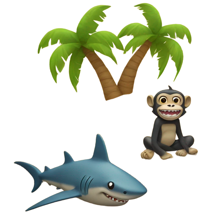shark and monkey sit at sands emoji