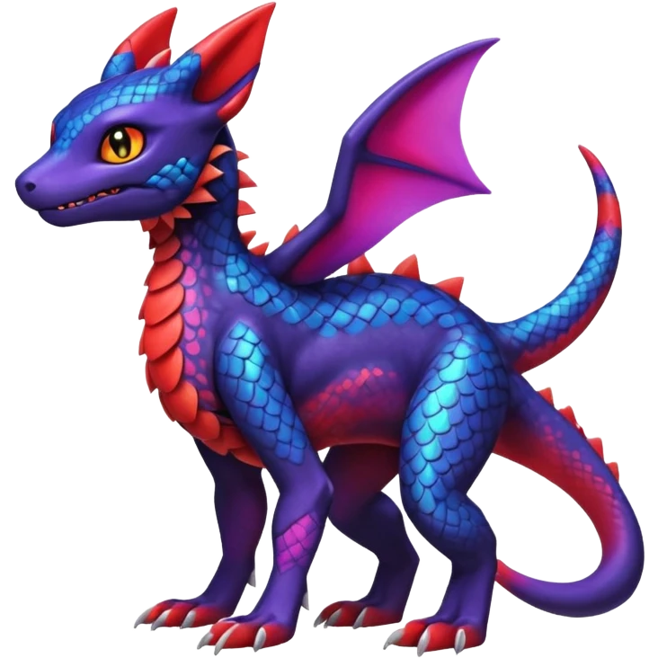 Cute Exotic Colorful Guilmon-Salandit-Umbreon-Fakémon-hybrid-creature (full body)  emoji