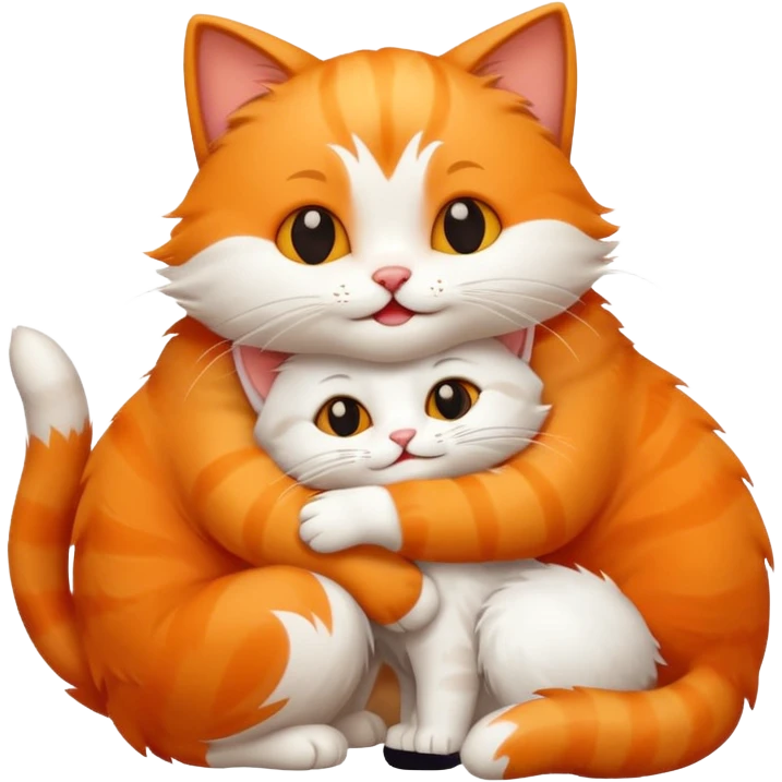 two happy cats hugging emoji