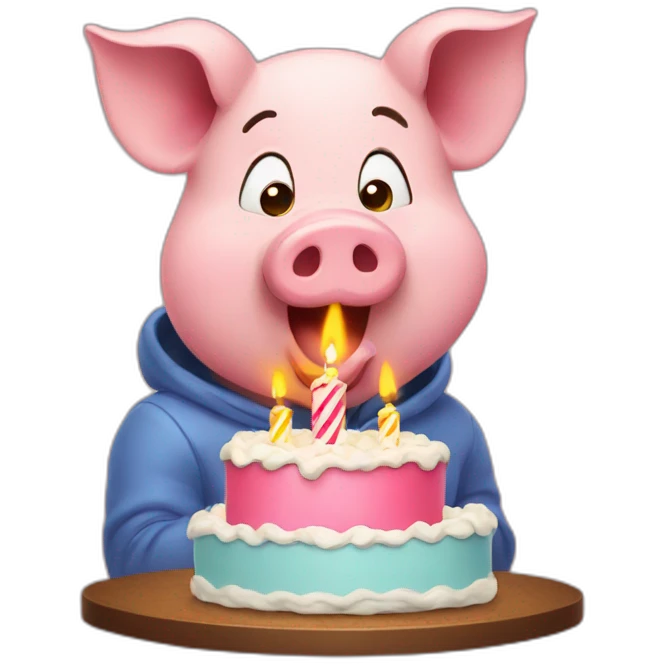 pig blowing out candles emoji