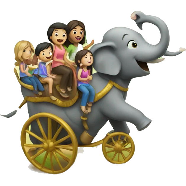 family riding elephant emoji