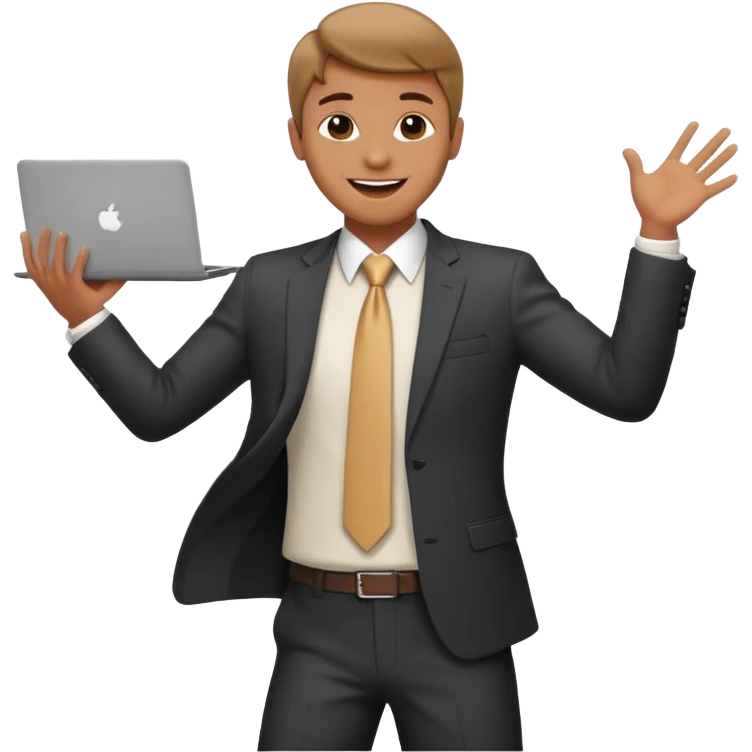 create a person emoji of Barcushake is the superpower name The mover & shaker who stays organised with a laptop dancing emoji