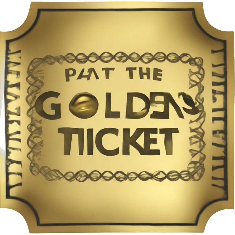 A golden ticket with the words ‘Pat Cohans’ engraved on it emoji