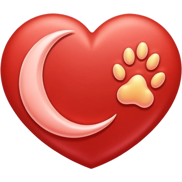 heart with a paw print and a moon emoji