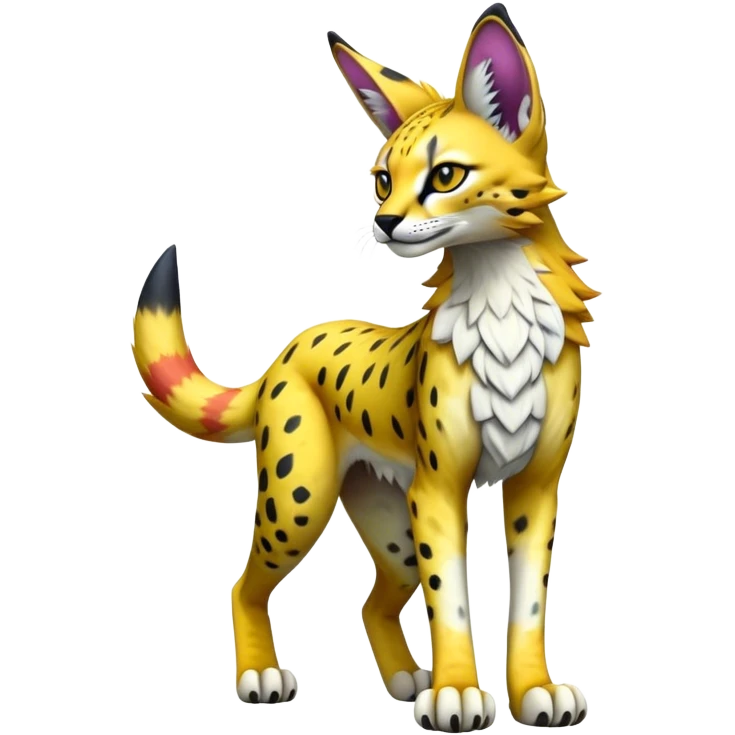 Epic Colorful Sergal-Serval-Vernid full body emoji