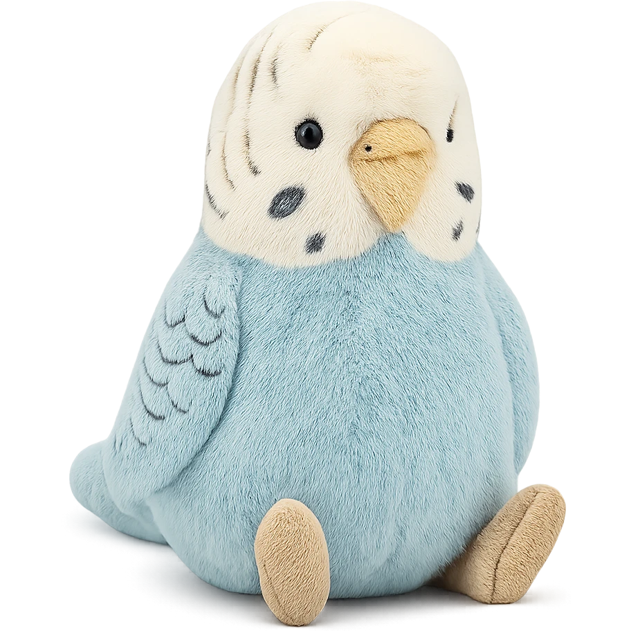 cute sky blue budgie jellycat plushie emoji