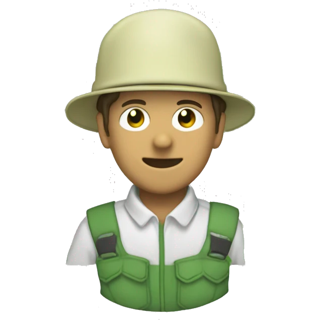 gardener pith helmet jacket white green trees  emoji