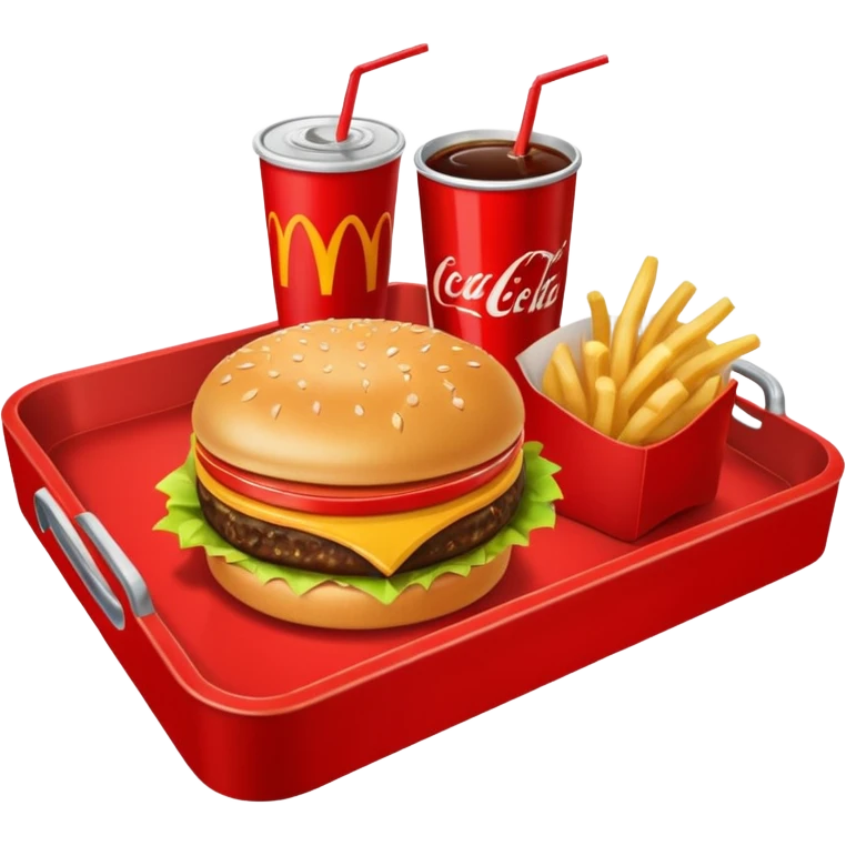 A McDonald’s meal consisting of a Big Mac, fries, and a coke, all on one red serving tray. emoji