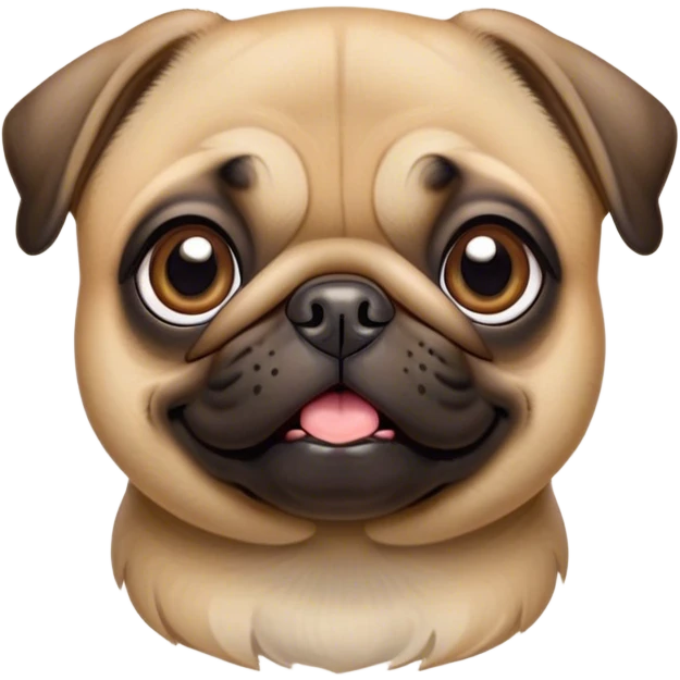 Cinematic Comical Fawn Pug Portrait Emoji, Head tilted dramatically with an exaggeratedly amused expression, featuring a glossy fawn coat with a smooth finish, wide, expressive dark eyes filled with playful disbelief, Simplified yet hilariously expressive features, highly detailed, glowing with a slightly sassy glow, high shine, dramatic yet playful, stylized with an air of cheeky mischief, bright and endearing, soft glowing outline, capturing the essence of a spirited and over-the-top companion, so meme-worthy it feels like it could side-eye its way into internet fame instantly! emoji