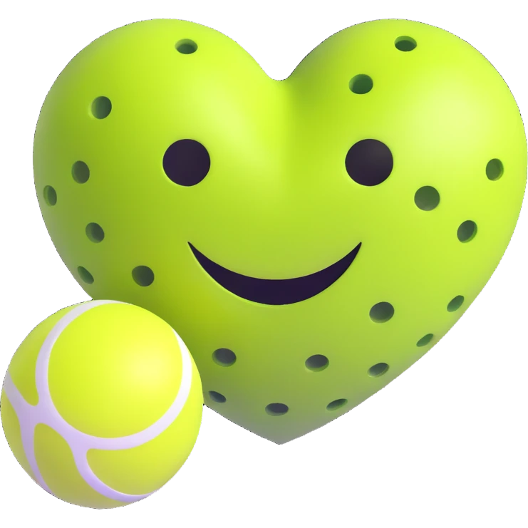 lime green heart shaped like a pickleball emoji