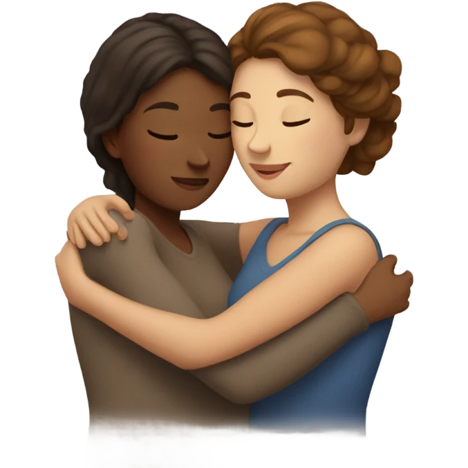 Lesbian cuddles brown hair soft emoji