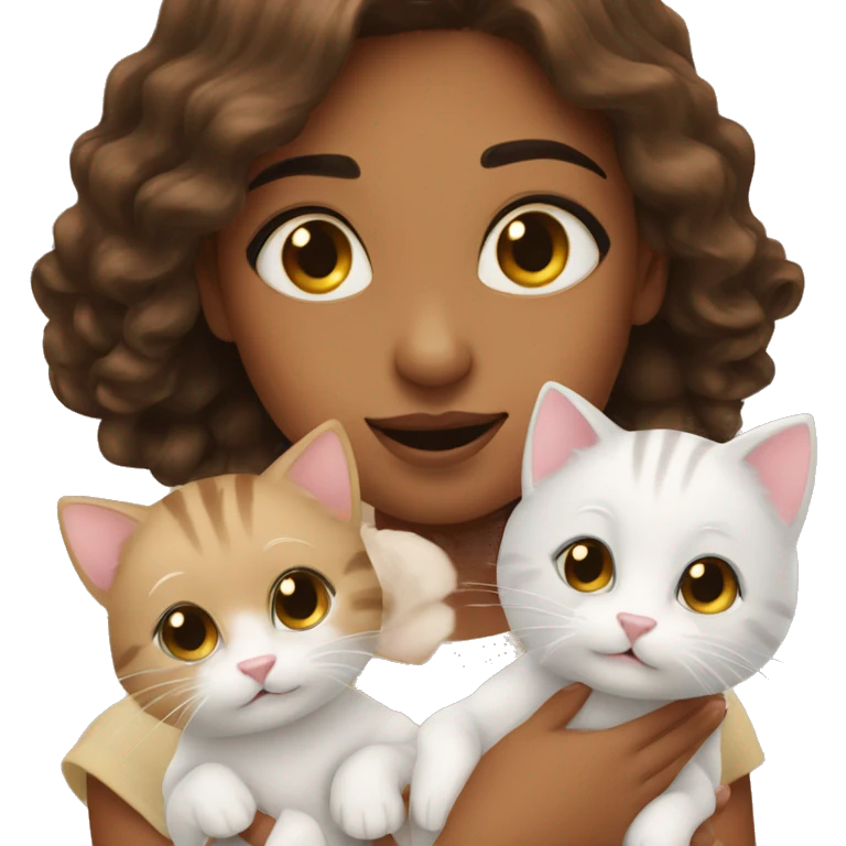 Pretty Girl with two cute kittens emoji