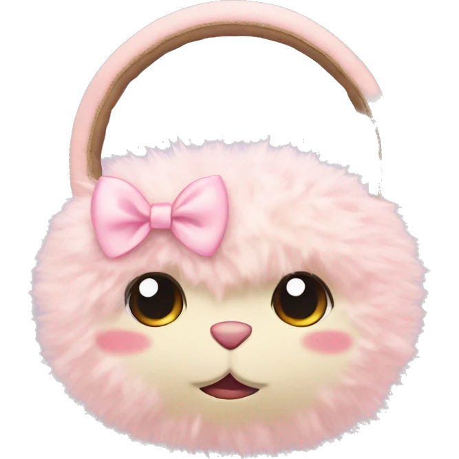 Fur earmuffs with pastel pink bows emoji