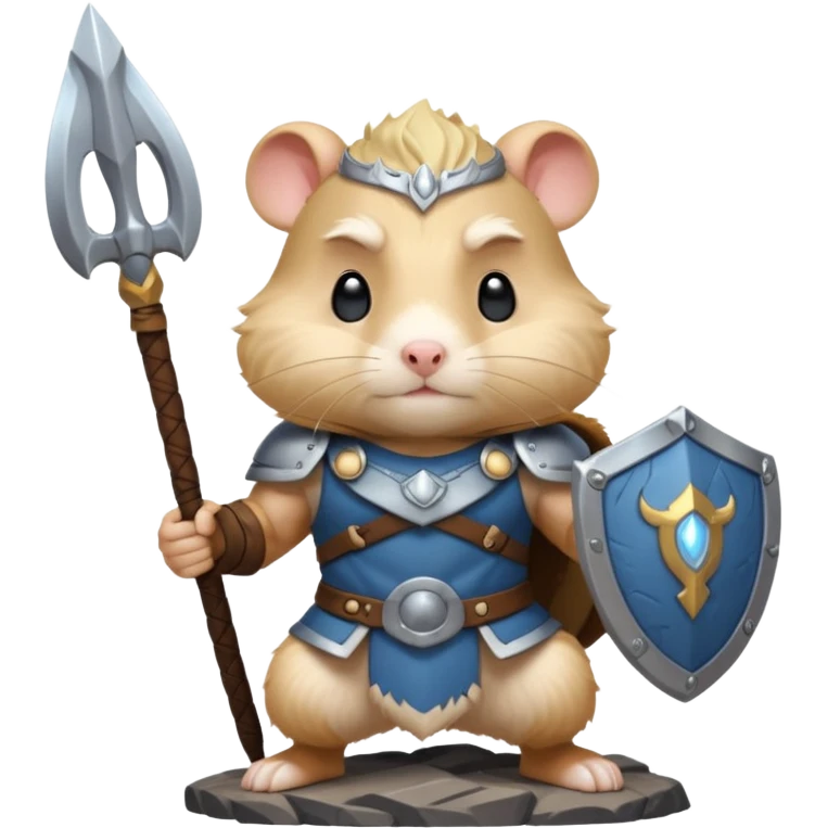 valorous Viking hamster in Valhalla, detailed armor, heroic pose, glowing sky emoji