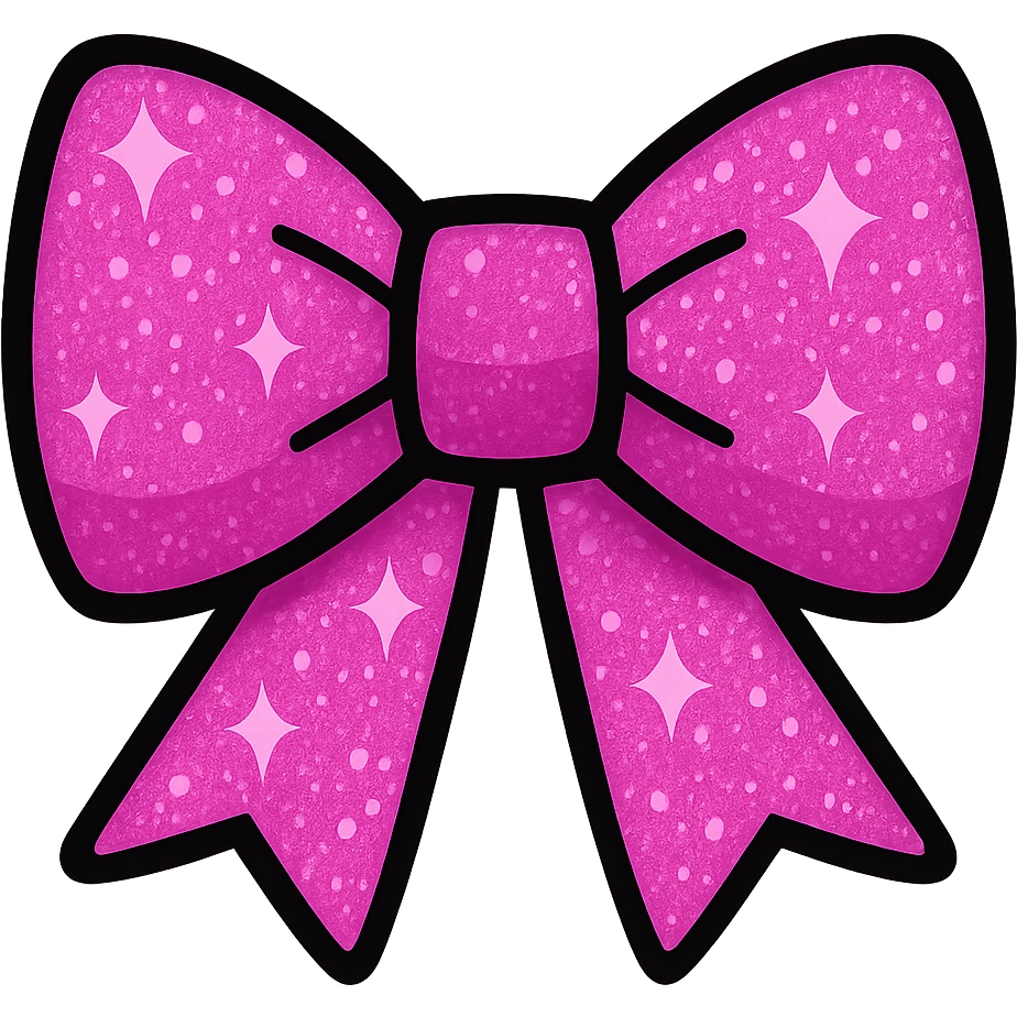 vibrant toon style pink glitter bow emoji