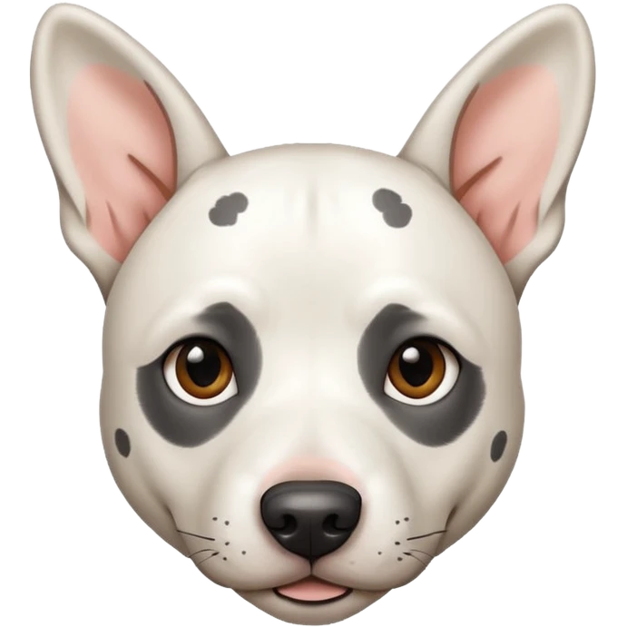 White cattle dog pitbull mix with long ears and subtle black spots  emoji