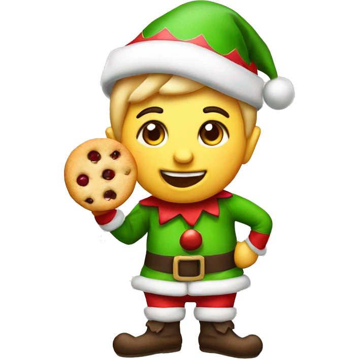 Christmas elf eating a cookie emoji