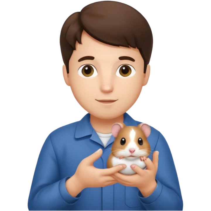a brunette man vet holding a hamster emoji