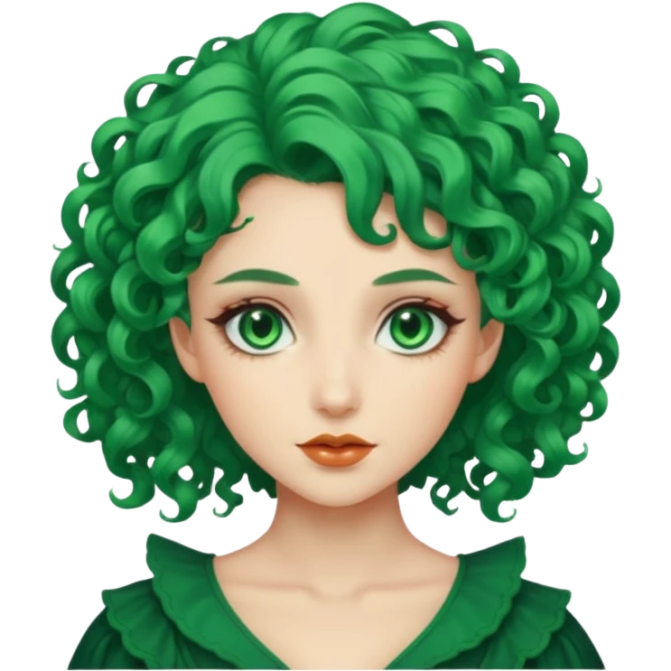 curly green haired fantasy woman emoji