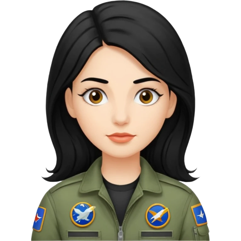 Femme cheveux long noir travaille dans le domaine de l'aéronautique sourcils fournis emoji