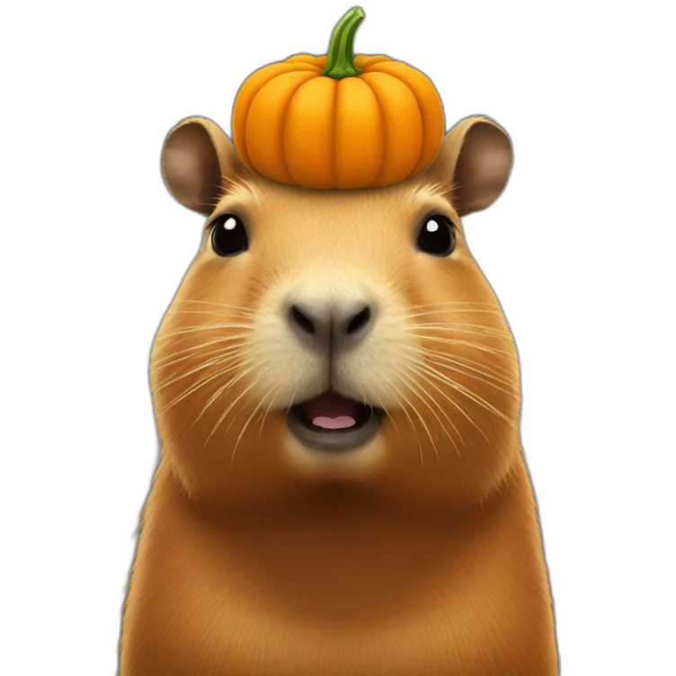 capybara with a pumpkin on its head emoji