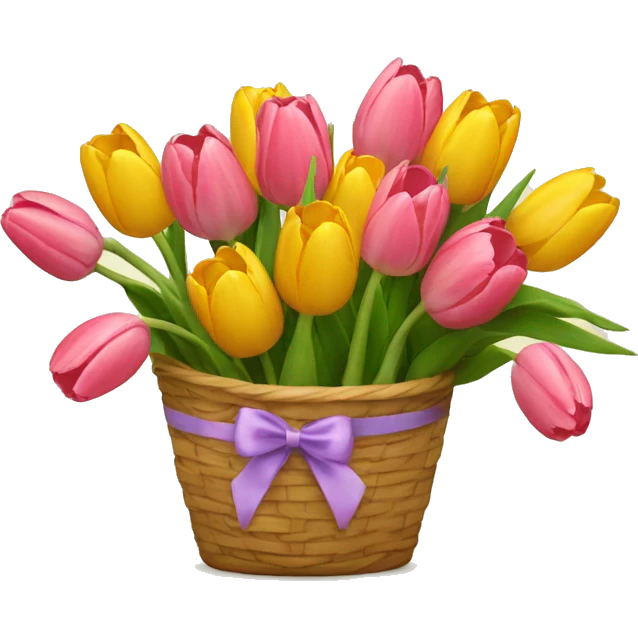tulips in basket with bow tied emoji