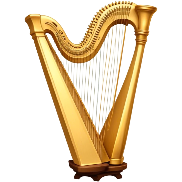 Cinematic Realistic Harp, a grand golden harp with intricately carved details, delicate strings shimmering under soft candlelight, rich wood tones adding warmth, a musician’s gentle fingers plucking a note, glowing with an ethereal and majestic aura. emoji