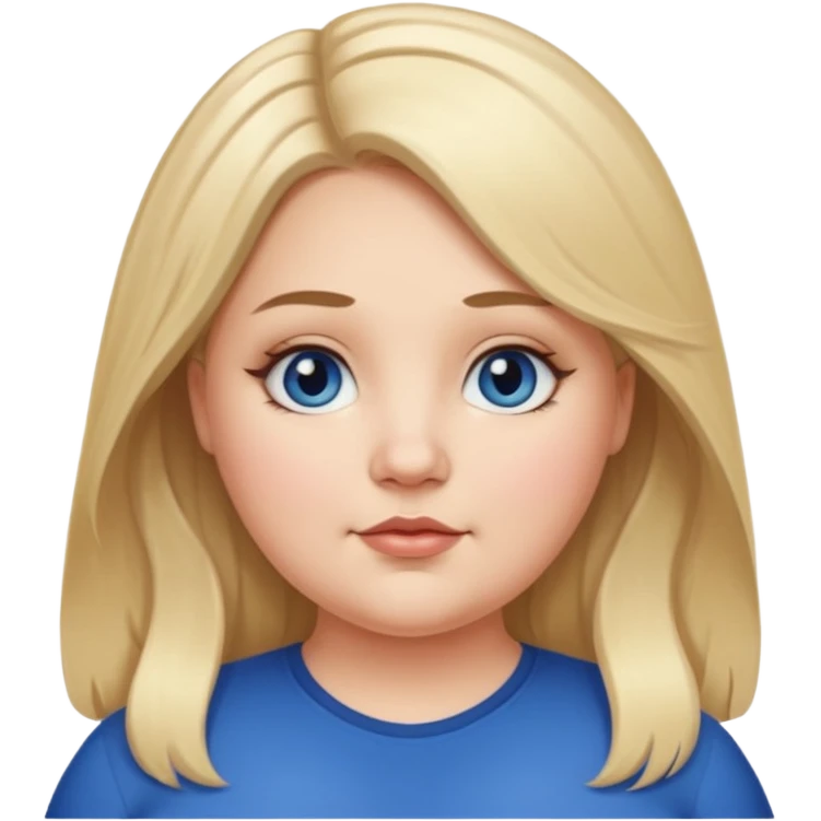 fat white girl long light brunette / blonder8 hair girl with darker roots in her hair middle part and dark blue eyes that's not really tan but not pale double chin emoji