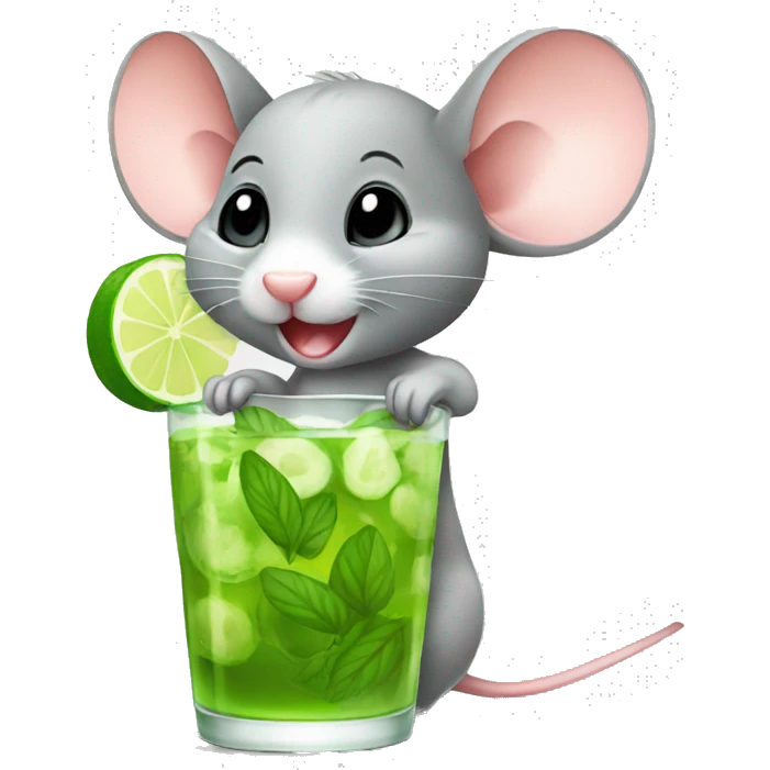 baby mouse drinking mojito emoji
