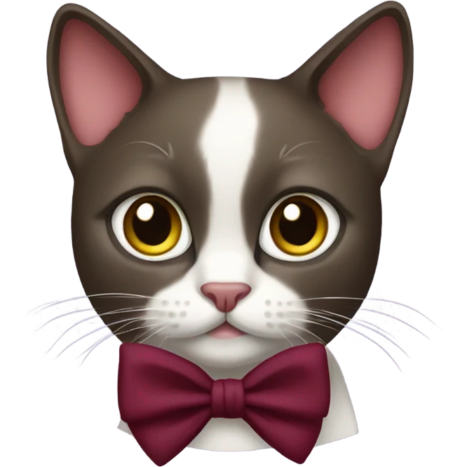siamense cat with burgundy bow emoji