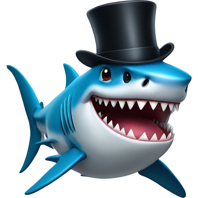 Shark with a top hat emoji