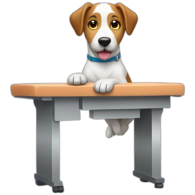 dog at veterinary exam table emoji