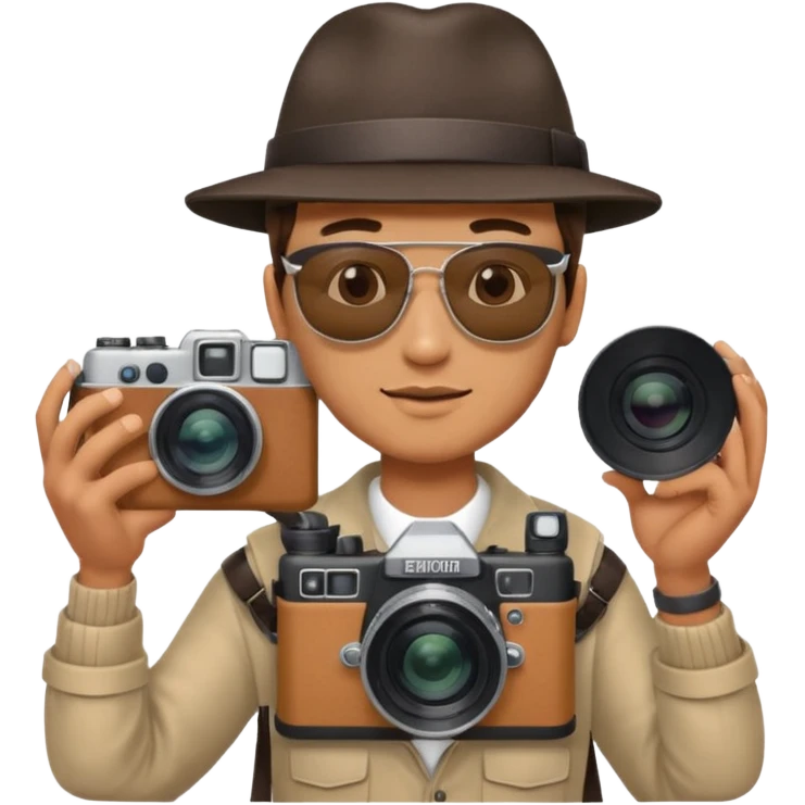 man hold  large film Camera ,on his shoulder emoji