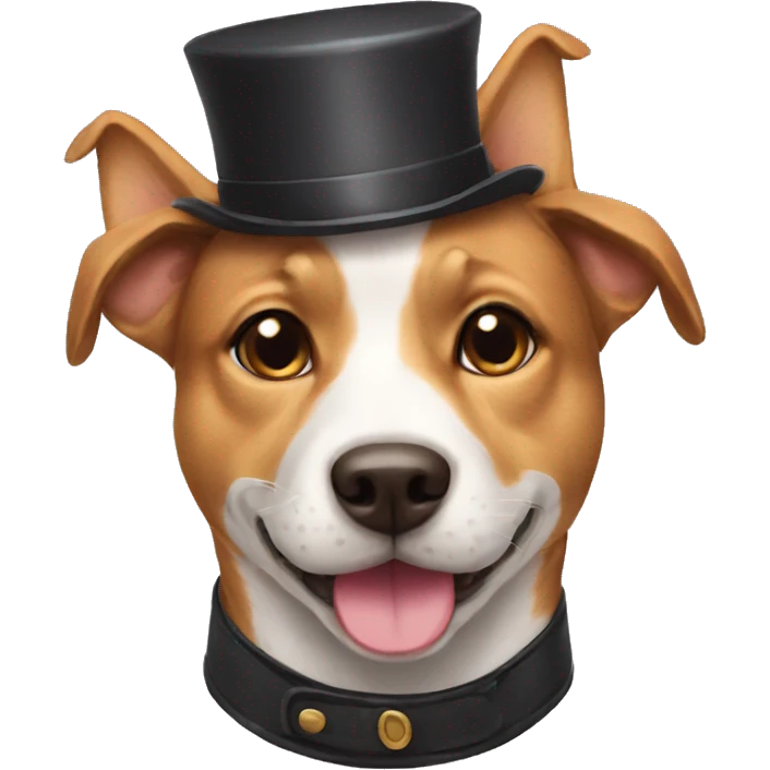 Cat dog with tip hat  emoji
