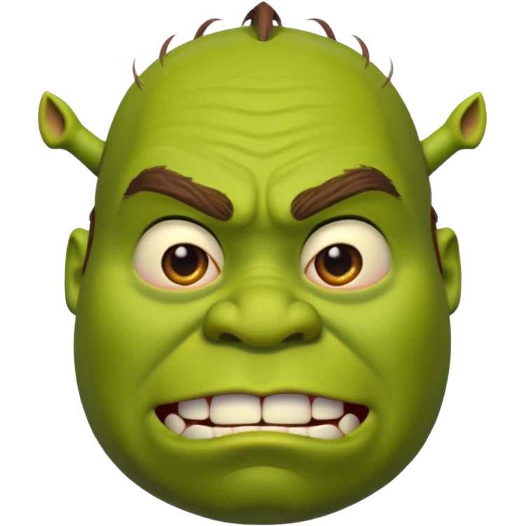 Shrek with an angry face, emoji style emoji