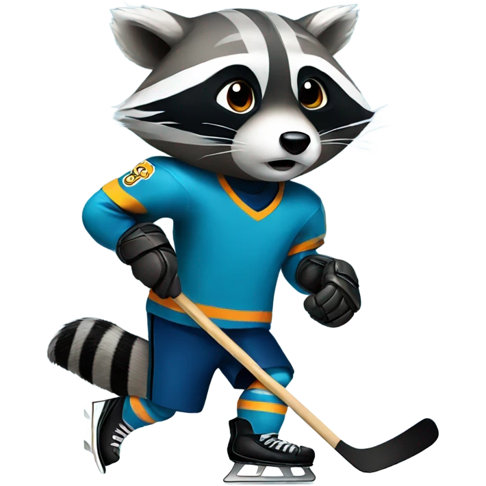 raccoon playing ice hockey emoji