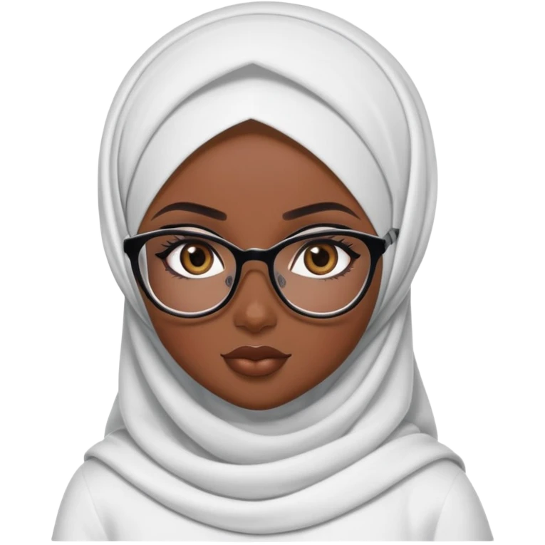 pretty bratz baddie, dark skin, hijabi with glasses emoji