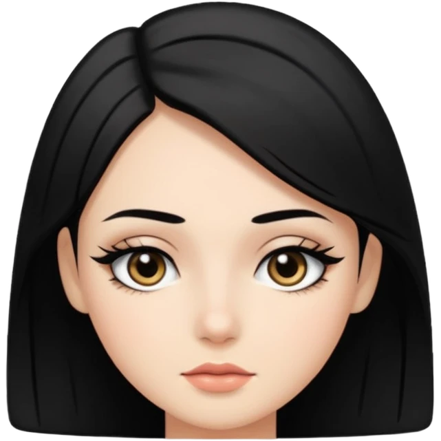 black hair side part with eyeliner  emoji
