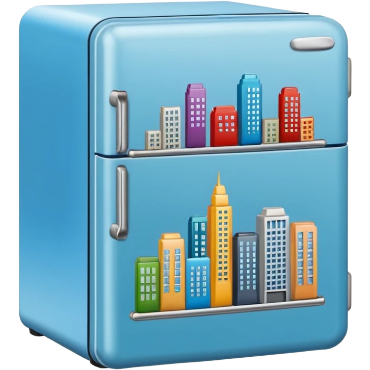 fridge with city magnets emoji