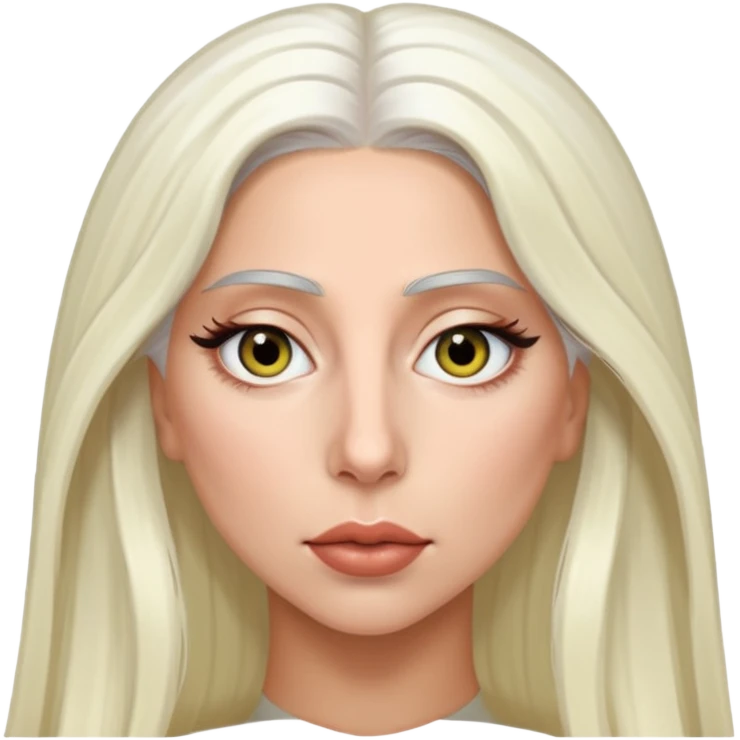 Lady Gaga with hazel eyes, long white hair emoji