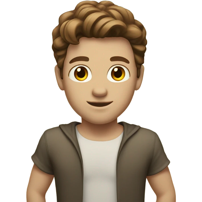 A strong white boy with brown hair on the beach emoji