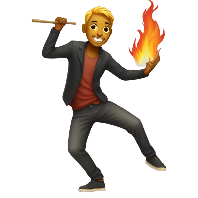 A young man who dances with burning sticks emoji